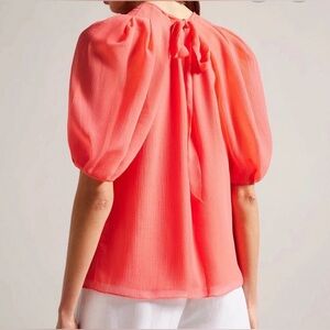 Ted Baker Coral Puff Sleeve Blouse ✨